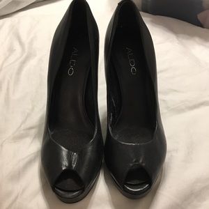 ALDO black leather heels